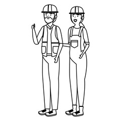Obraz na płótnie Canvas young couple mechanics workers characters