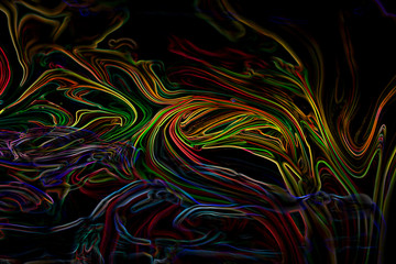 Obraz premium Abstract mixed paint background, Graphic design abstract curve neon glowing line on black background