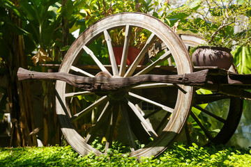 Old Wooden Wheel Decor