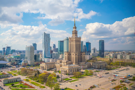 Aerial photo of  Warsaw city skyline