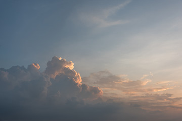 Beautiful dreamy fire cloud scene in the evening sky