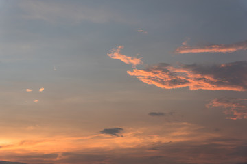 Beautiful dreamy fire cloud scene in the evening sky