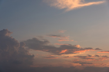 Beautiful dreamy fire cloud scene in the evening sky