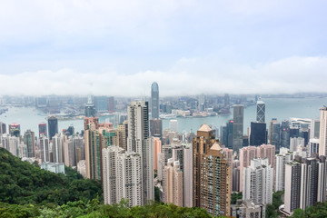 Fototapeta na wymiar Hong Kong skyscrapers skyline cityscape view from Victoria Peak