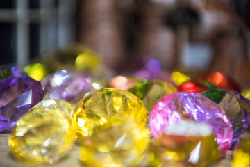 Collection of many different natural gemstones. Abstract photo of jewelry.
