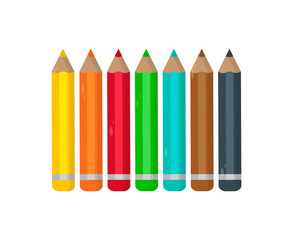 A set of colored pencils on a white background. Vector illustration