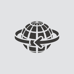 Globe icon isolated of flat style. Vector illustration.