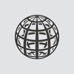 Globe icon isolated of flat style. Vector illustration.