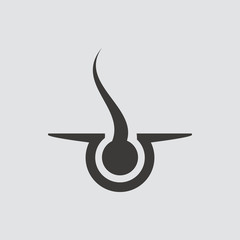 Hair follicle icon isolated of flat style. Vector illustration.