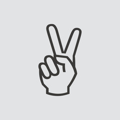 Hand Peace icon isolated of flat style. Vector illustration.