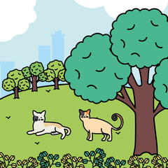 cute cats mascots adorables in the park