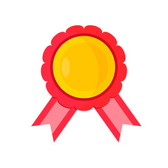 Award with red ribbons on a white background. Vector illustration