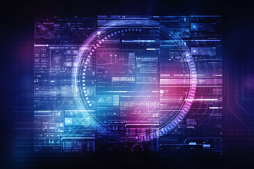 2d illustration Abstract futuristic electronic circuit technology background