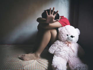Violence and rape concept,concept photo of sexual assault,traumatized young girl