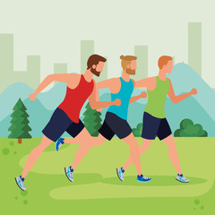 healthy men running lifestyle activity