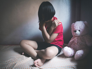 Violence and rape concept,concept photo of sexual assault,traumatized young girl