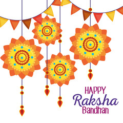 traditional flowers hanging and party banner decoration