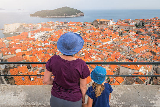 Mother and daughter admiring Dubrovnik Old Town