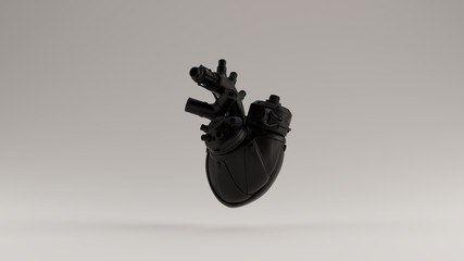 Black Artificial Cyborg Heart 3d illustration 3d render