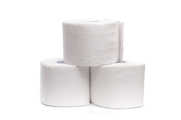 Roll of toilet paper or tissue isolated on white background .