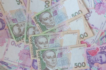 Ukrainian money hryvnia. The national currency. Corruption in Ukraine. Money background.