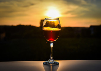 redwine in sunset