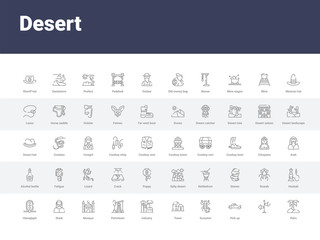50 desert set icons such as palm,  , pick up, scorpion, tower, industry, petroleum, mosque, sheik. simple modern vector icons can be use for web mobile