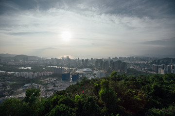 Fototapeta premium big city from the height of the observation deck cloudy weather
