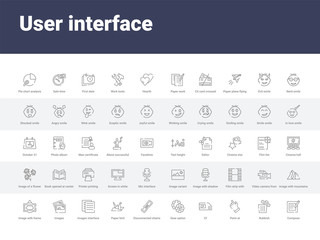 Naklejka premium 50 user interface set icons such as compose, rubbish, point at, cf, gear option, disconnected chains, paper bird, images interface, images. simple modern vector icons can be use for web mobile