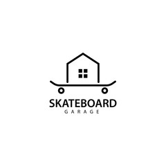 Skateboard Garage Logo Design Icon