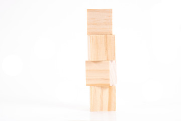 Blocks of wood isolated on white background. Strategy as a business plan for team work.