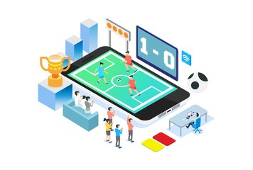 Modern Isometric Smart Live Soccer Competition Streaming, Suitable for Diagrams, Infographics, Illustration, And Other Graphic Related Assets