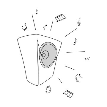 speaker playing music, line art clip art preview