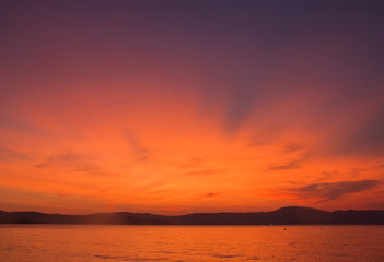 red sunset over the sea