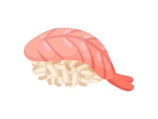 Sushi with shrimp. Vector illustration on white background.