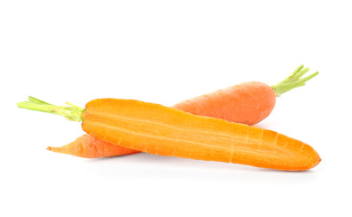 Tasty fresh carrot on white background