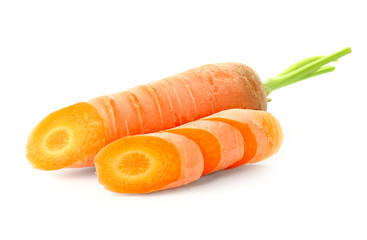 Sliced carrot on white background