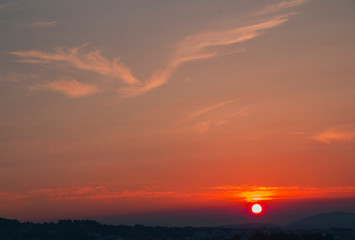 Obraz na płótnie Canvas pink sunset, cloud bird