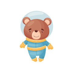 Obraz premium Cute bear astronaut. Vector illustration on white background.
