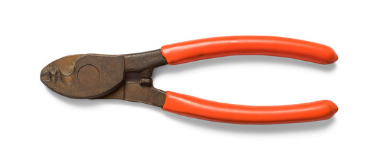 orange pliers isolated on white background