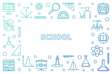 School concept modern outline frame - vector illustration on white background