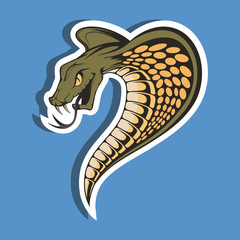 King cobra sports mascot logo. Spectacled cobra mascot, emblem, sticker and t shirt printing. Angry cobra illustration. Vector graphics to design