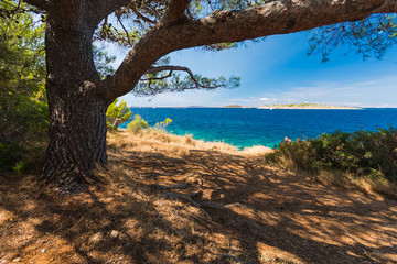 Obraz na płótnie Canvas Idilic view on the mediterranean sea, Murter, Dalmatia, Croatia