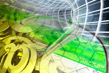 Mail signs, graph and globe