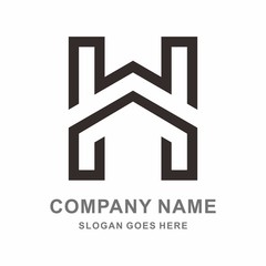 Obraz premium Building House Letter H Architecture Interior Construction Real Estate Business Company Stock Vector Logo Design Template