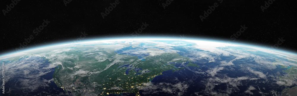 Wall mural view of blue planet earth in space 3d rendering elements of this image furnished by nasa