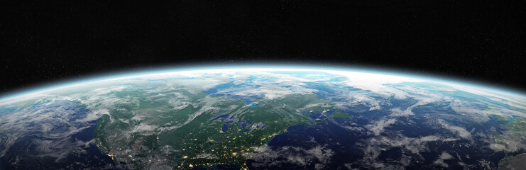Fototapeta premium View of blue planet Earth in space 3D rendering elements of this image furnished by NASA