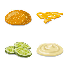 Isolated object of burger and sandwich icon. Collection of burger and slice vector icon for stock.