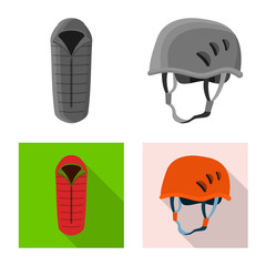 Isolated object of mountaineering and peak icon. Collection of mountaineering and camp stock symbol for web.