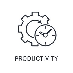 Productivity. Accounting for the time of the mechanism. Vector icon, white background.